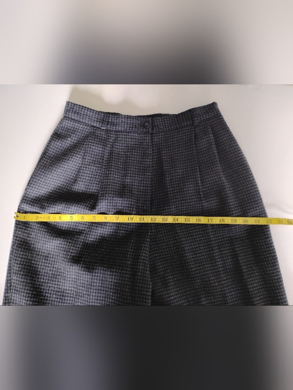 Talbots Vintage Wool Pleat Front Trousers Navy Blue Gray Houndstooth Size 14 Pet - Picture 14 of 16